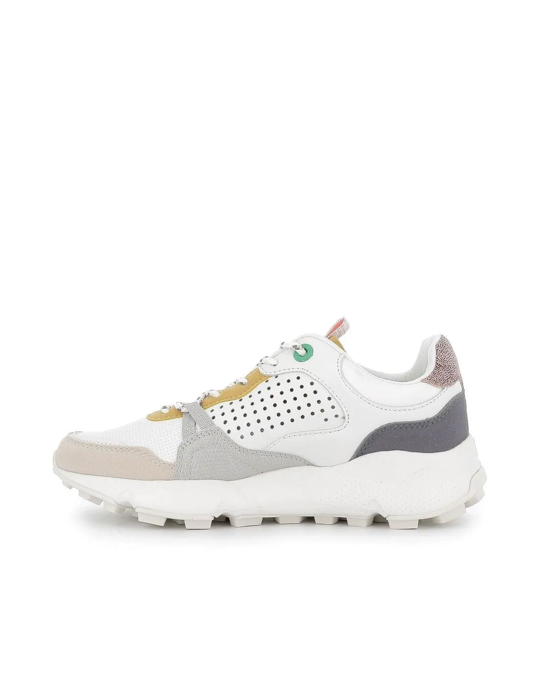Zapatillas deportivas blancas con calados y plataforma para mujer Mustang