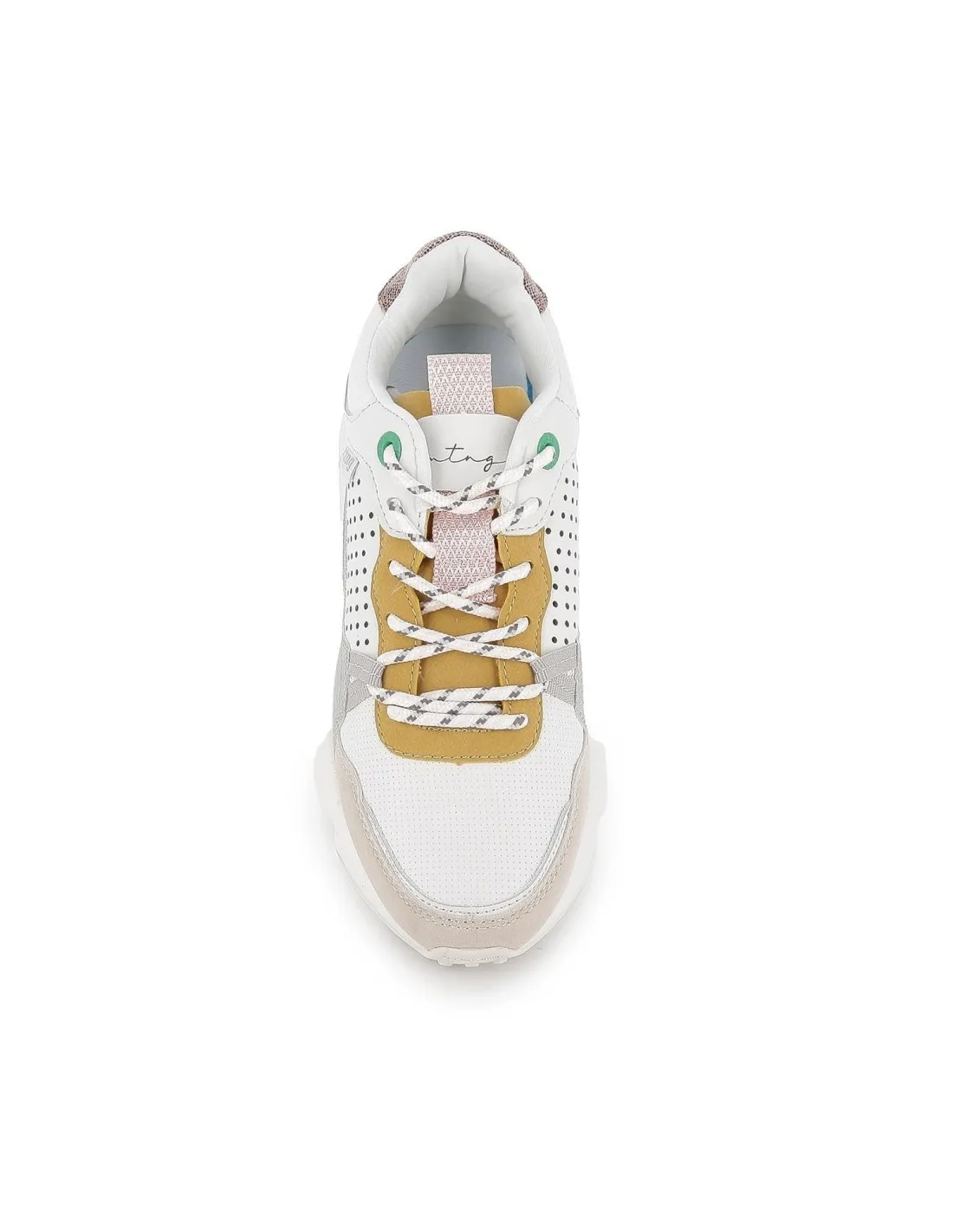 Zapatillas deportivas blancas con calados y plataforma para mujer Mustang
