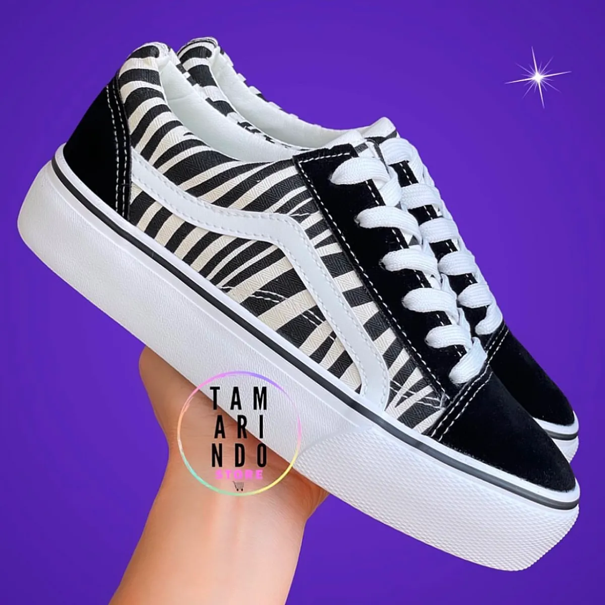 Zapatillas lona Cebra sin plataforma D31