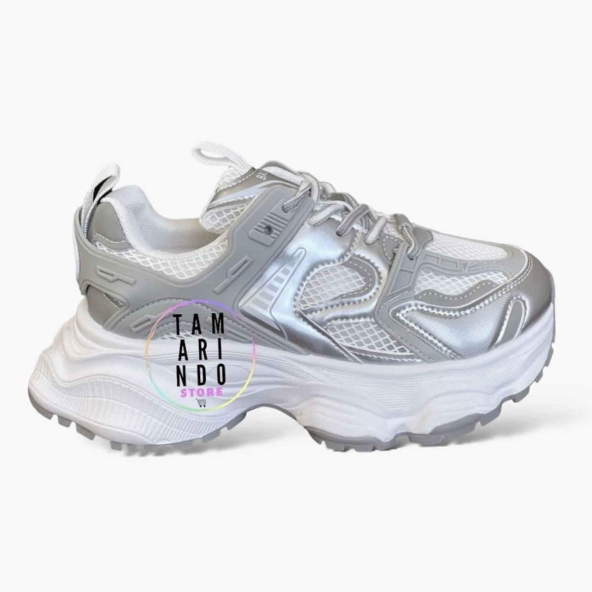 ZAPATILLAS MODA E05 PLATEADO