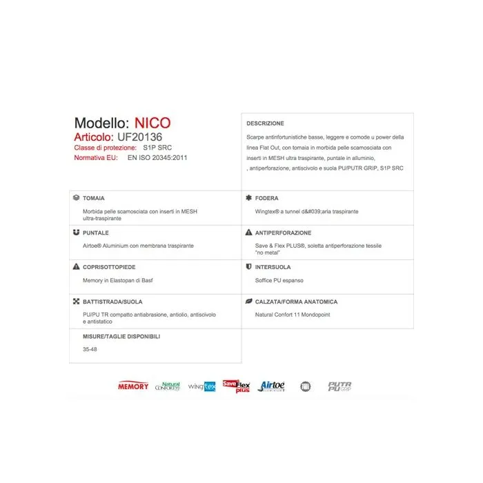 ZAPATOS DE SEGURIDAD UPOWER NICO S1P SRC