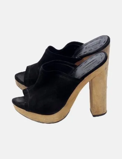 Zara Zuecos negros antelina